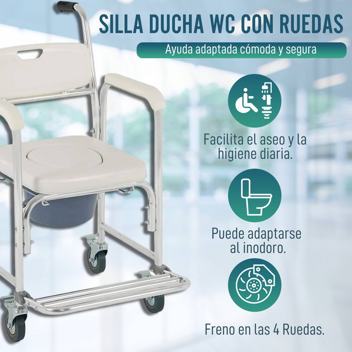 Silla Ducha WC con Pies Abatibles