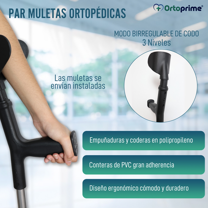 Muletas Regulables con Almohadillas Adhesivas