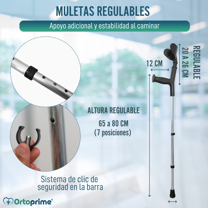 Muletas Regulables con Almohadillas Adhesivas