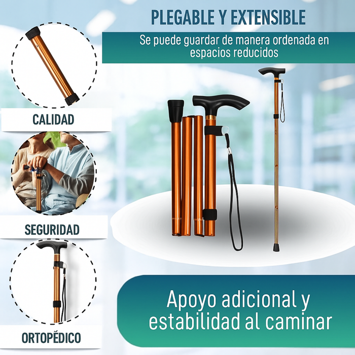 Bastón Extensible de Aluminio | Bastón Plegable Cobre