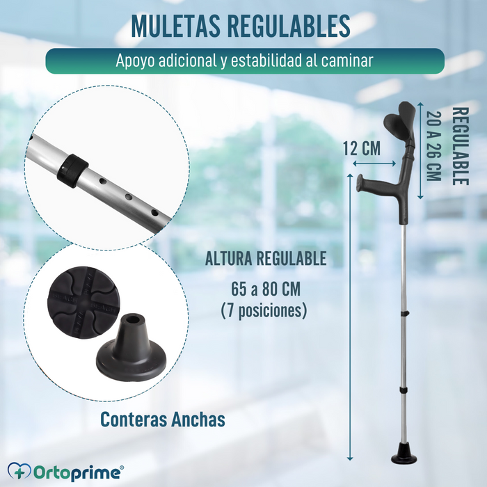 Muletas Regulables con Conteras Anchas