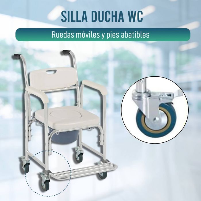 Silla Ducha WC con Pies Abatibles