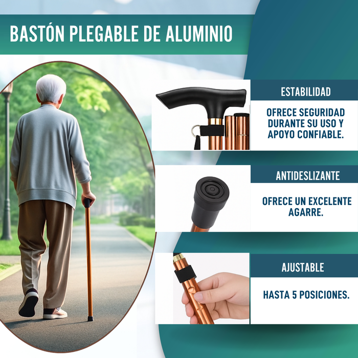 Bastón Extensible de Aluminio | Bastón Plegable Cobre