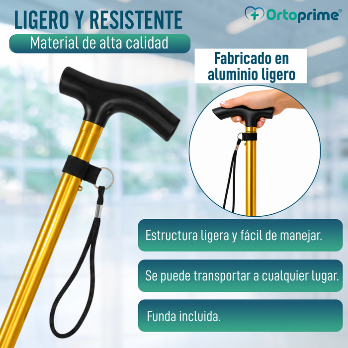 Bastón Plegable Regulable y Extensible | Muletilla Dorada