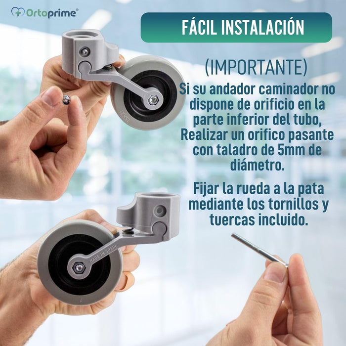 Kit x2 Ruedas para Andadores y Caminadores 22, 25 y 30 mm