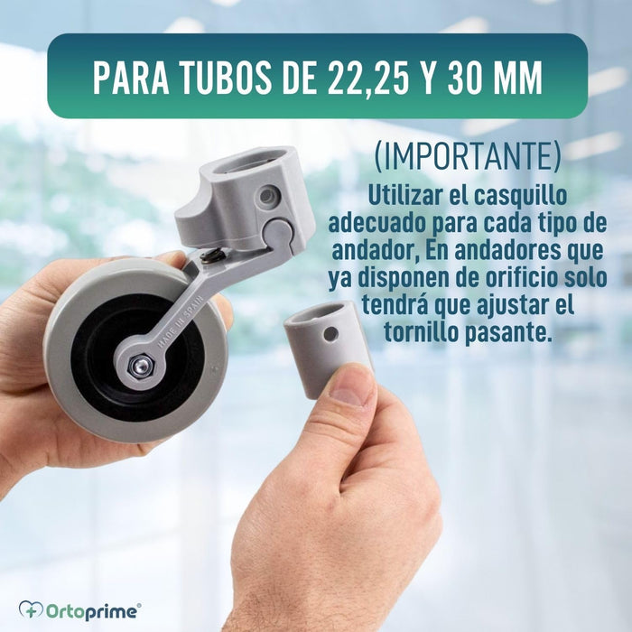 Kit x2 Ruedas para Andadores y Caminadores 22, 25 y 30 mm