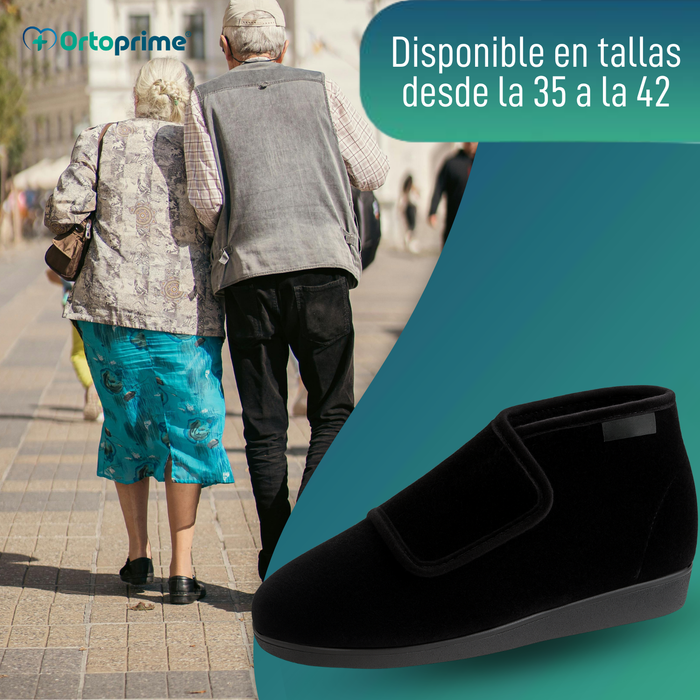 Bota Corte Alto de Terciopelo Con Velcro