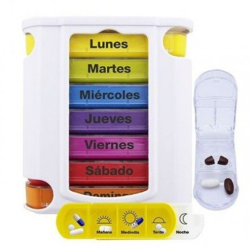 Pastillero Semanal 7 Compartimentos + Cortador