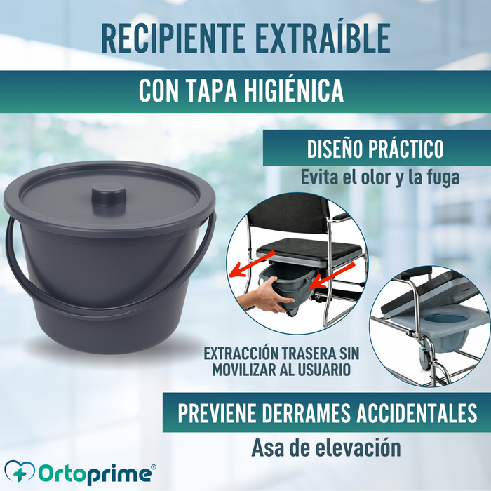 Silla Ducha WC con Ruedas y Freno | Silla Inodoro Acolchada
