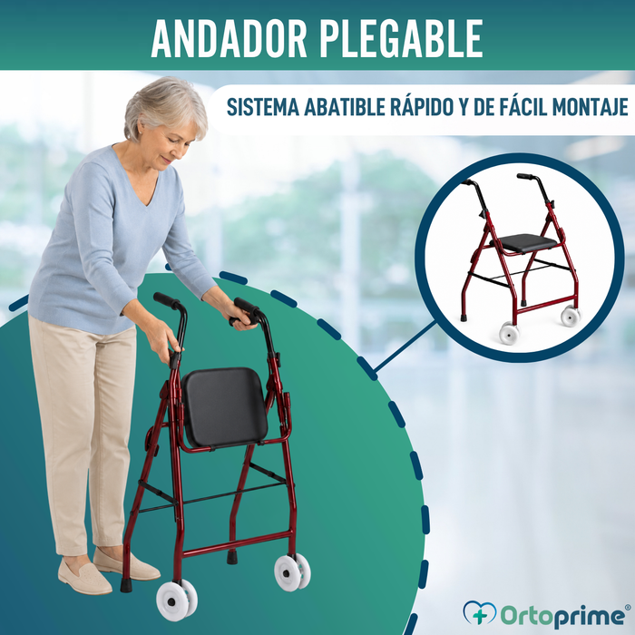 Andador Caminador Regulable Aluminio | Asiento Acolchado