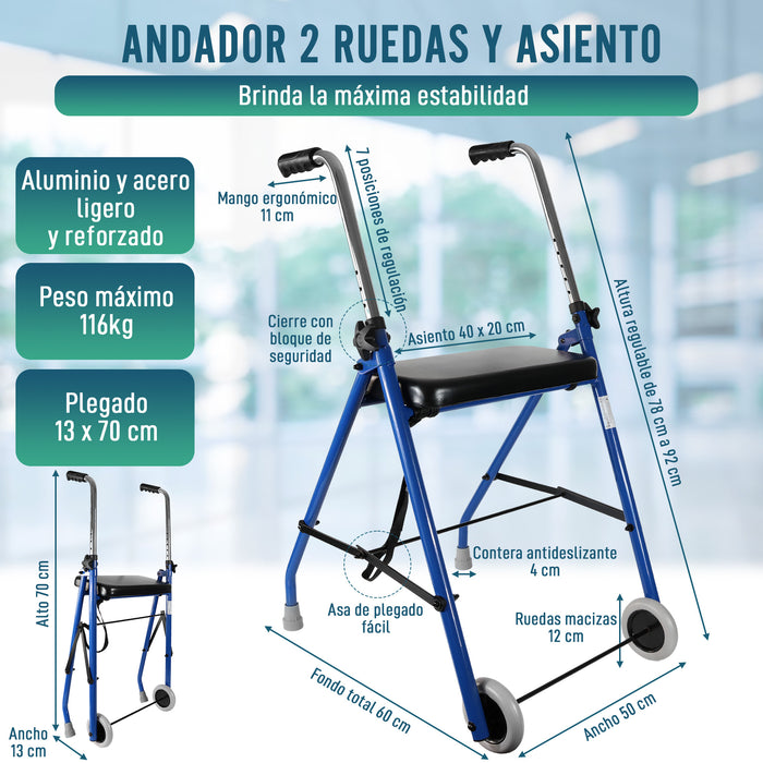 Andador para Ancianos 2 Ruedas | Andadores Adultos Plegables