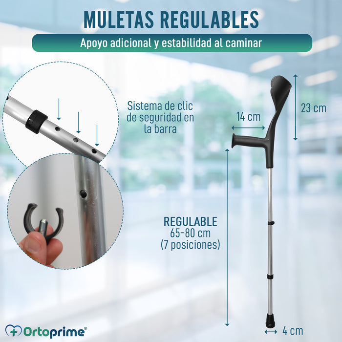 Muletas Adulto de Aluminio Regulables en Altura | Pack 2 Uds
