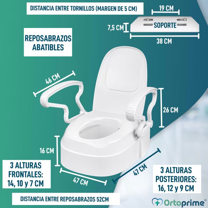 Elevador WC Regulable en 3 Altura | Alzador WC con Tapa