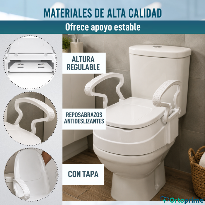 Elevador WC Regulable en 3 Altura | Alzador WC con Tapa