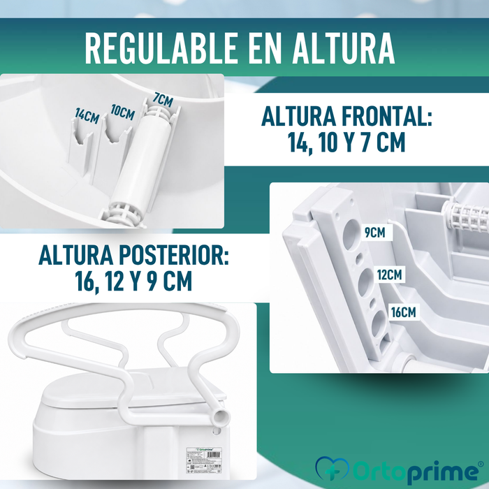 Elevador WC Regulable en 3 Altura | Alzador WC con Tapa