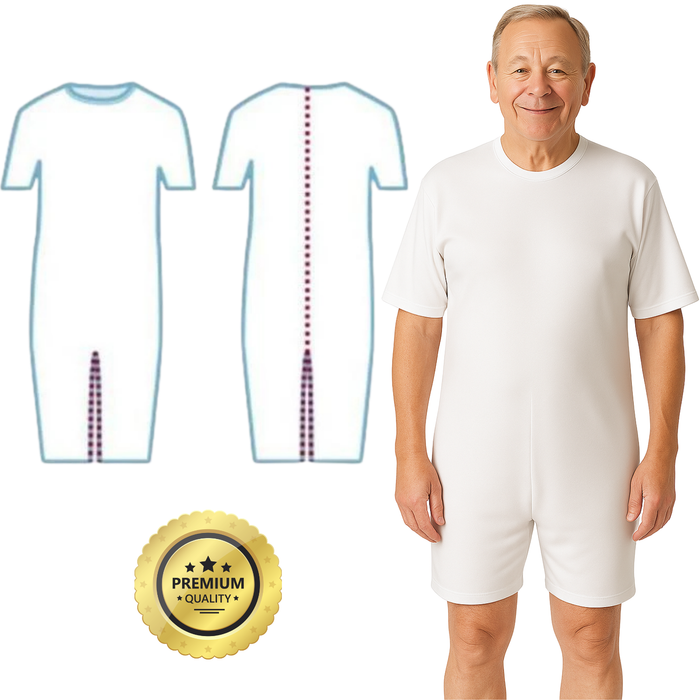 Pijama Antipañal Manga Corta Unisex | Pijama Adultos con Incontinencia