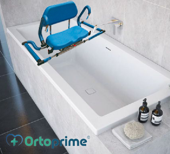 Silla Giratoria Bañera Ajustable Asiento Acolchado y Apoyabrazos