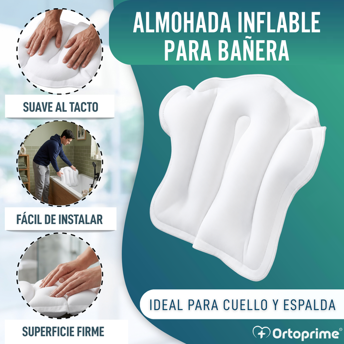 Cojín Bañera Inflable con Ventosas Respaldo para Espalda