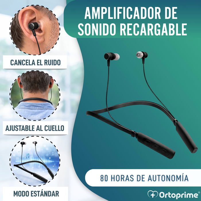 Audifono Amplificador Recargable con Cancelación de Ruido