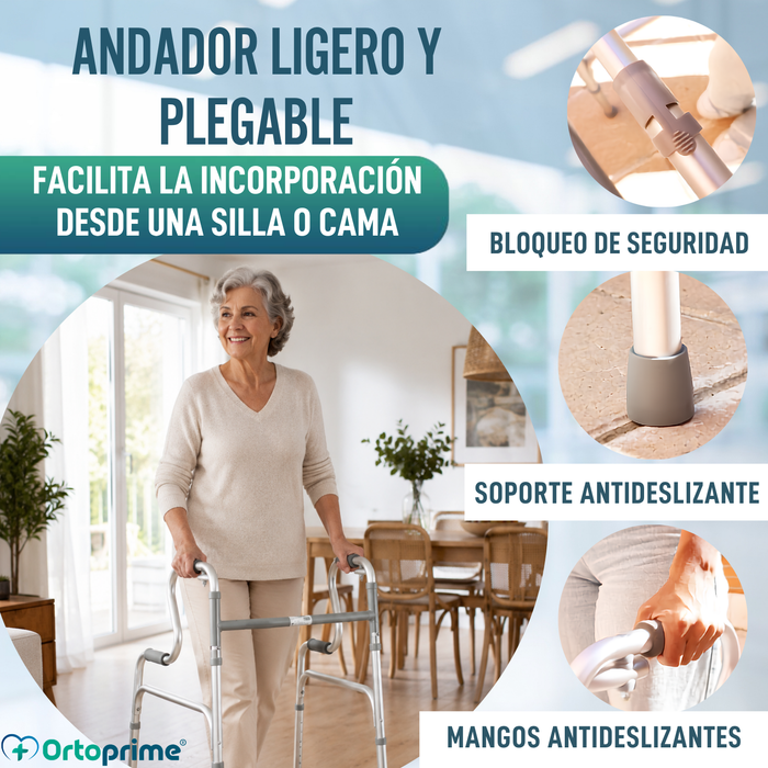 Andador para Adultos con Incorporador | Caminador Aluminio Plegable