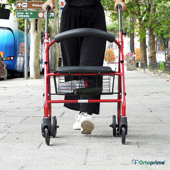 Andador Rollator de Aluminio con Freno a la Carga y Asiento Acolchado