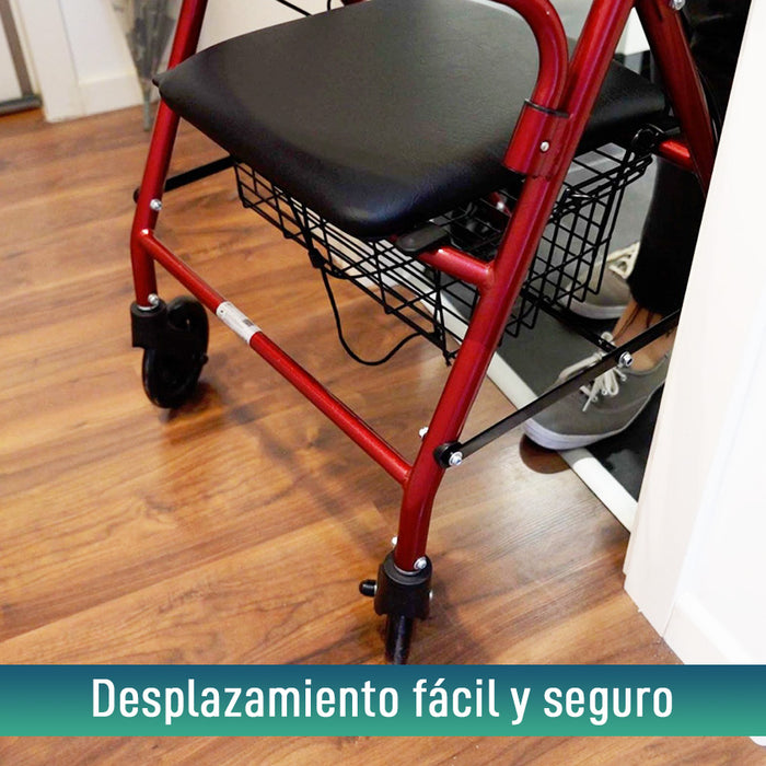 Andador Rollator de Aluminio con Freno a la Carga y Asiento Acolchado