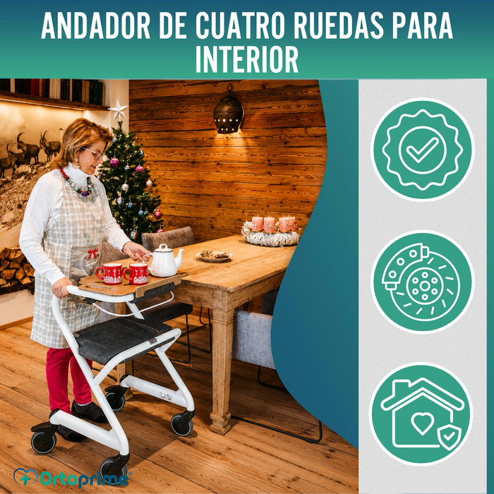 Andador Rollator con Asiento y Freno Central | Uso Interior