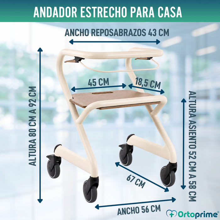 Andador Rollator con Asiento y Freno Central | Uso Interior