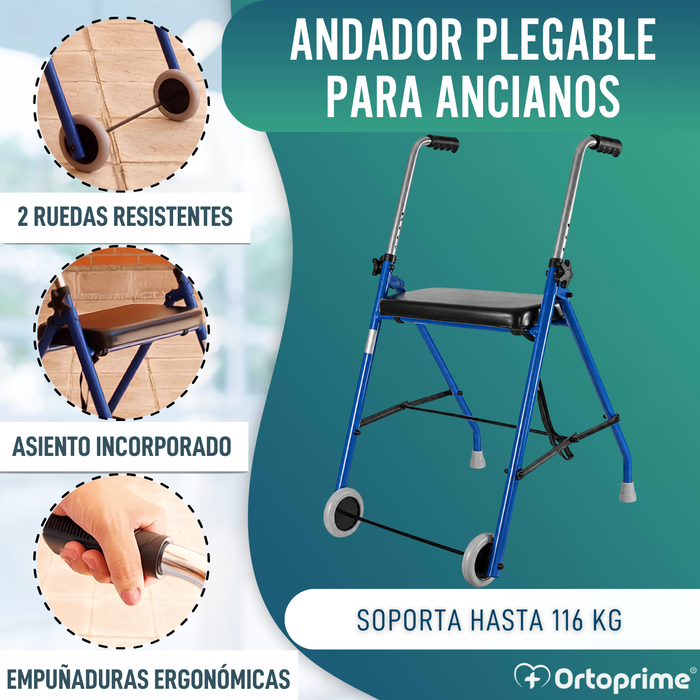 Andador para Ancianos 2 Ruedas | Andadores Adultos Plegables
