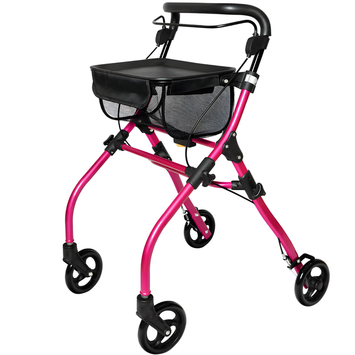 Andador Rollator Plegable de Interior con Bandeja Portaobjetos