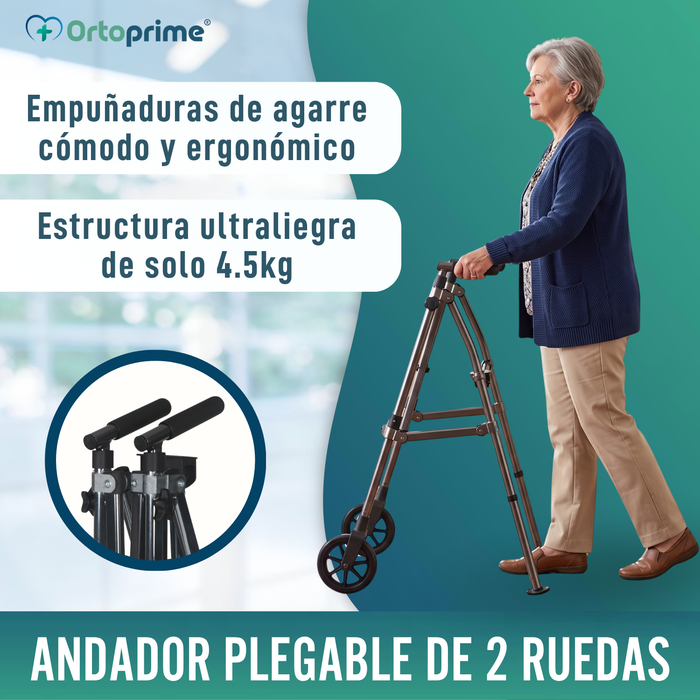 Andador Plegable 2 Ruedas Ultraligero Regulable en Altura