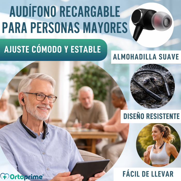 Audifono Amplificador Recargable con Cancelación de Ruido