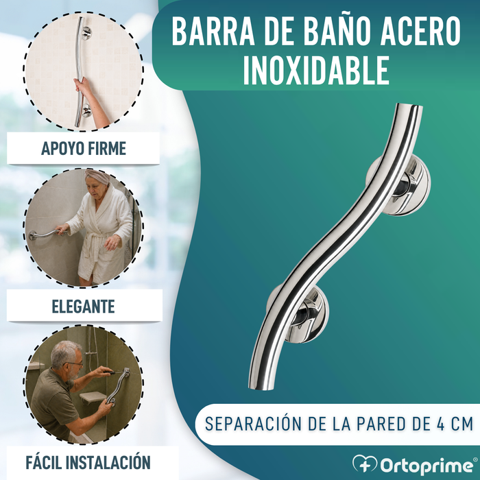 Barra Asidero de Apoyo para Baño de Acero Inoxidable | 35 cm