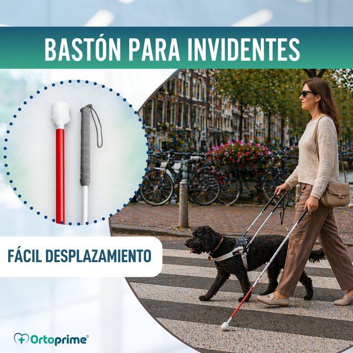 Bastón Guía Plegable de Aluminio para Discapacidad Visual