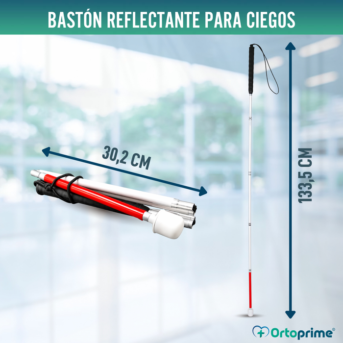 Bastón Guía Plegable de Aluminio para Discapacidad Visual