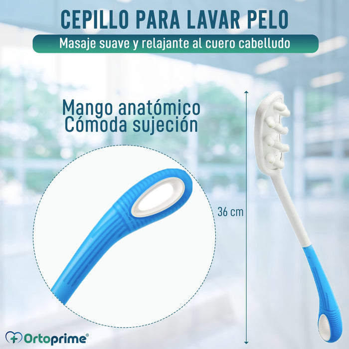 Cepillo Masajeador para Lavar el Pelo con Mango Largo