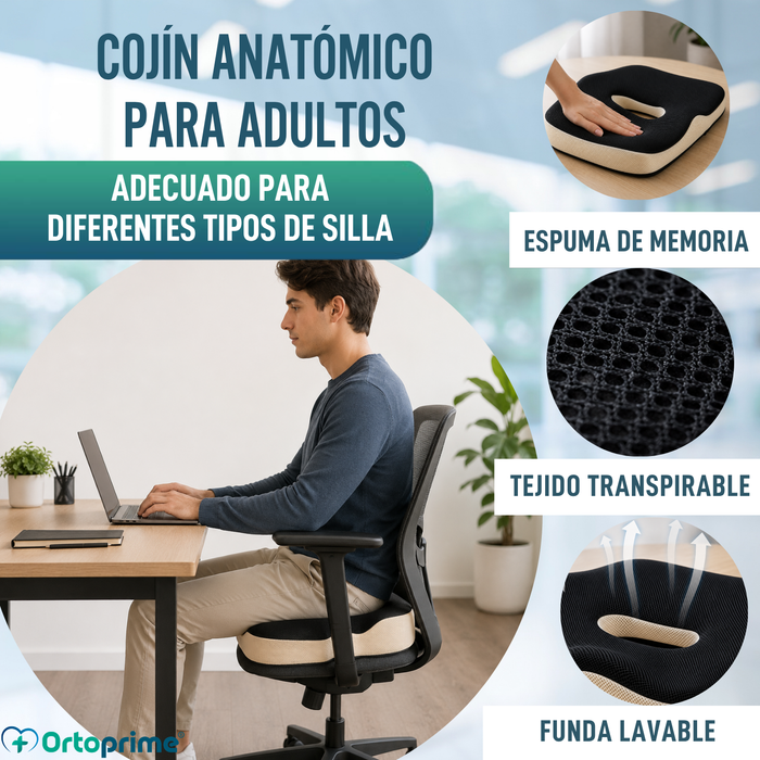 Cojín Antiescaras Viscoelástico Ergonómico con Orificio Coxis