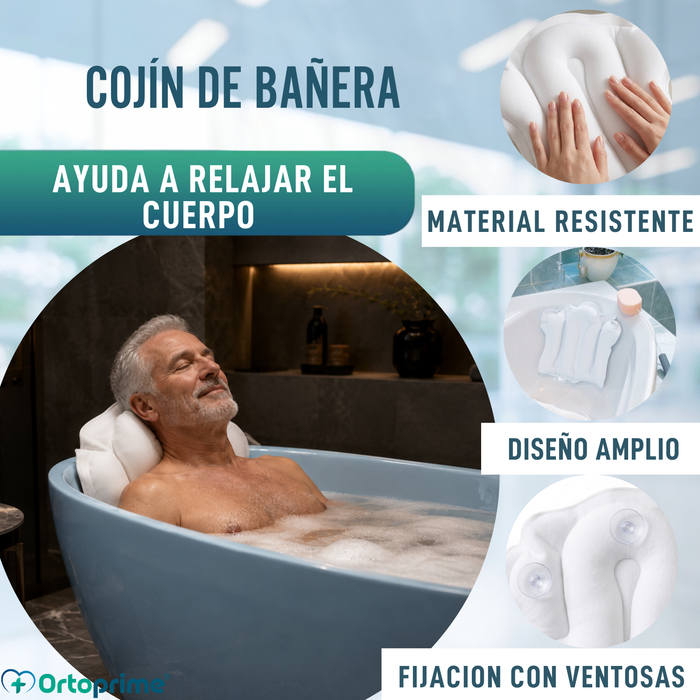Cojín Bañera Inflable con Ventosas Respaldo para Espalda