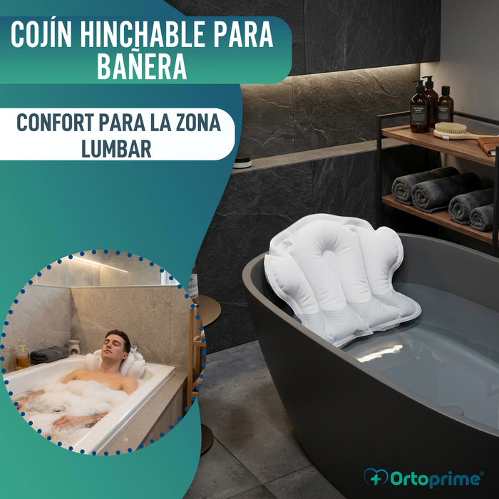 Cojín Bañera Inflable con Ventosas Respaldo para Espalda