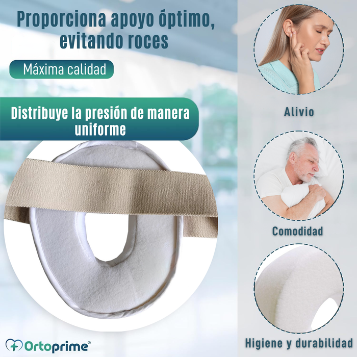 Cojín Antiescaras para Oreja con Agujero Central | Ajustable