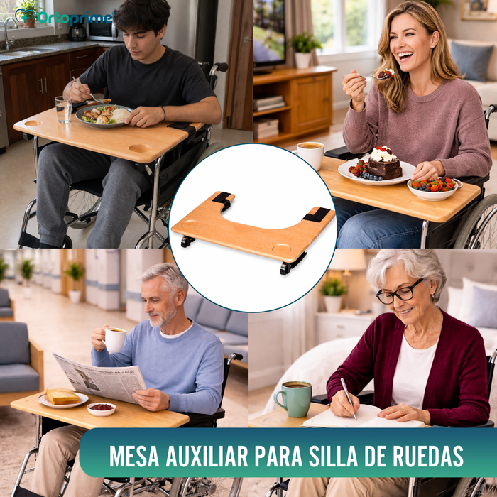 Bandeja para Silla de Ruedas | Mesa Auxiliar Portátil con Portavasos