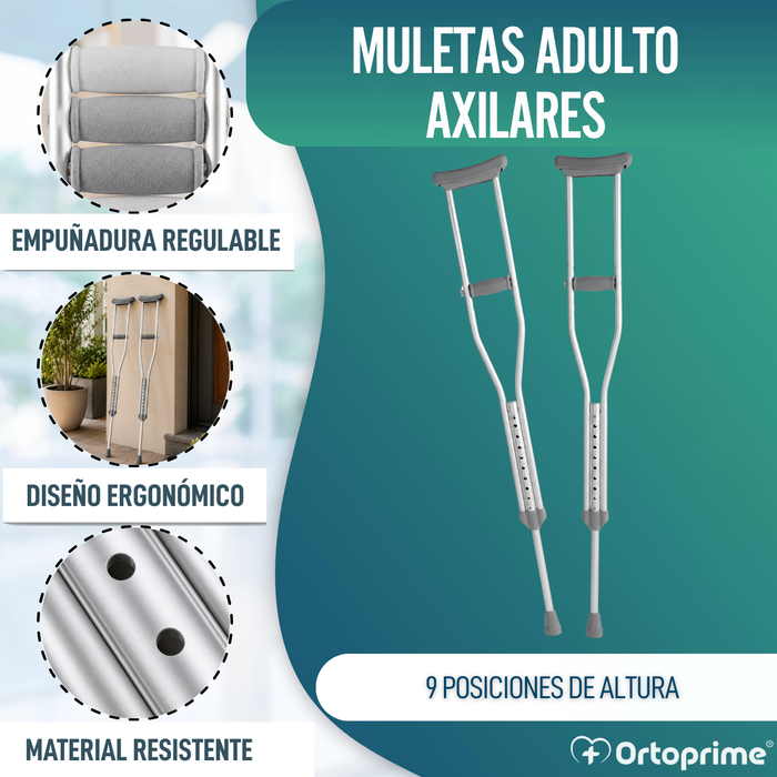 Muletas Adulto Axilares | Muletas Regulables Aluminio Pack x2