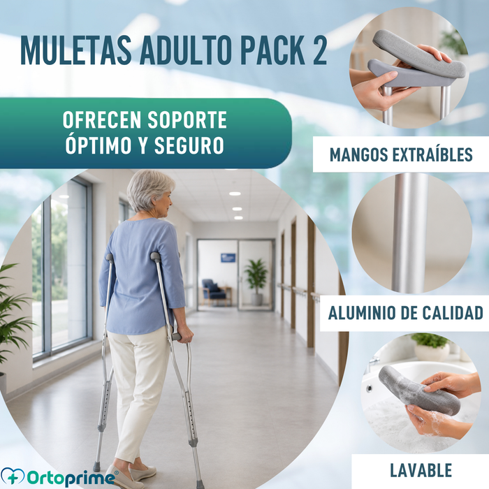 Muletas Adulto Axilares | Muletas Regulables Aluminio Pack x2