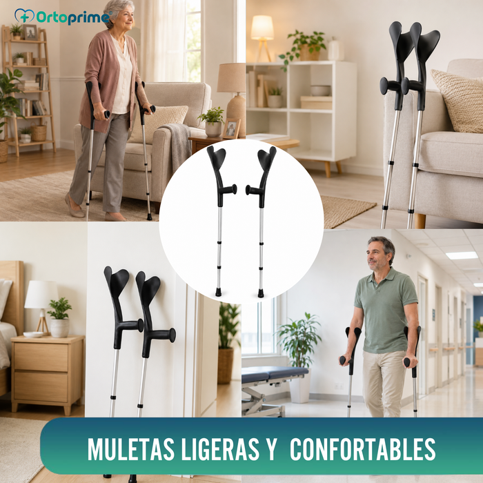Muletas Adulto de Aluminio Regulables en Altura | Pack 2 Uds