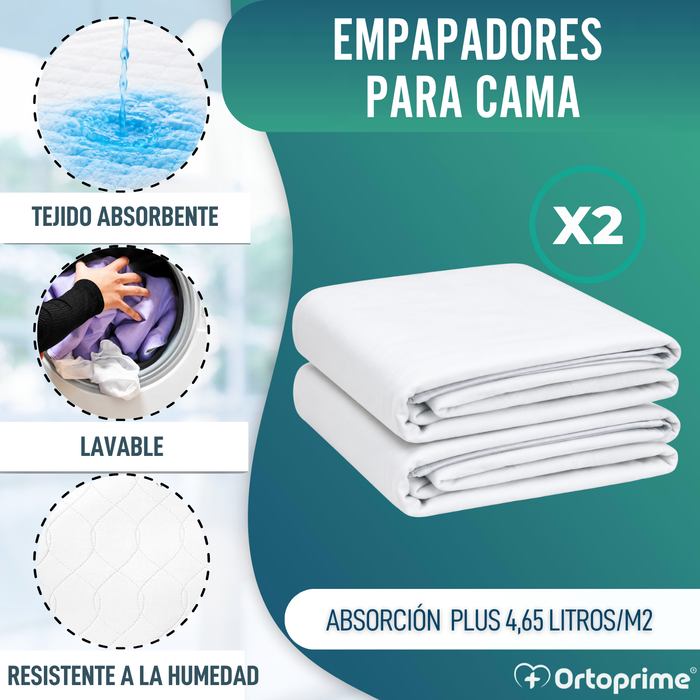 PACK 2 Empapadores Absorbentes Lavables Cama 90cm Plus 4,65 Litros/m2