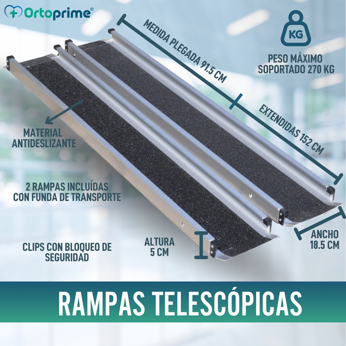 Rampas Telescópicas para Silla de Ruedas Resistentes 270kg