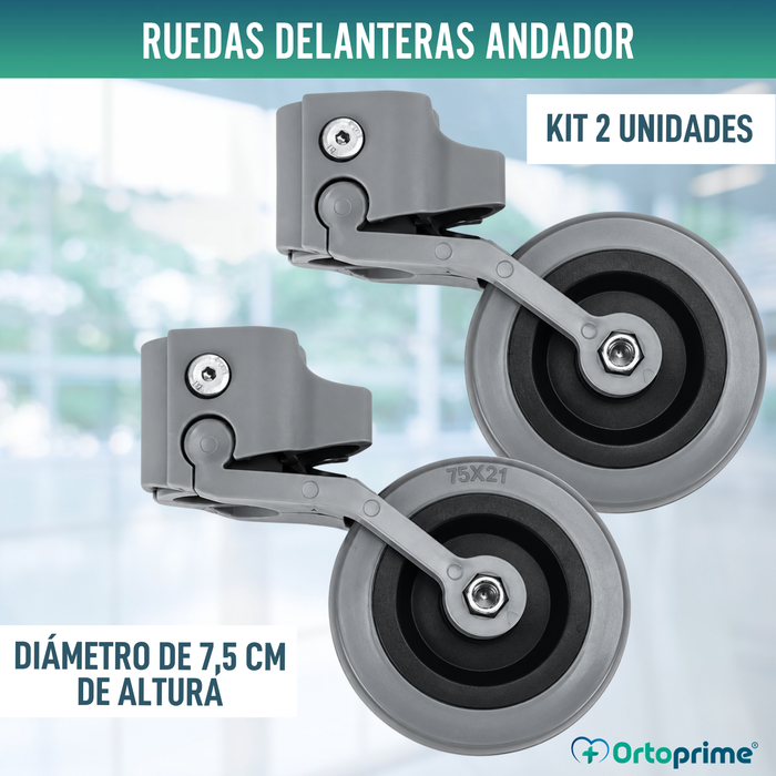 Kit x2 Ruedas para Andadores y Caminadores 22, 25 y 30 mm