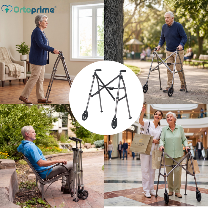 Andador Plegable 2 Ruedas Ultraligero Regulable en Altura