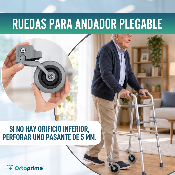 Kit x2 Ruedas para Andadores y Caminadores 22, 25 y 30 mm