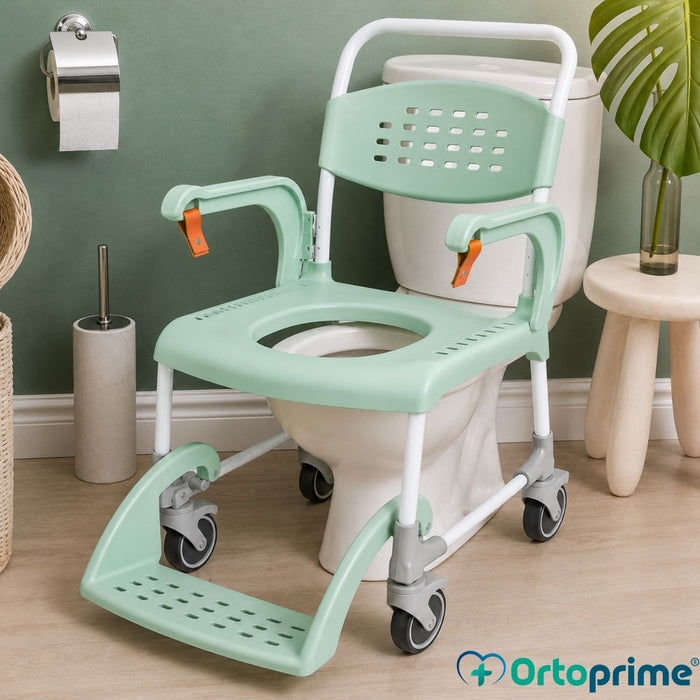 Silla Ducha WC con Ruedas Portátil 3 en 1 | Asiento Acolchado